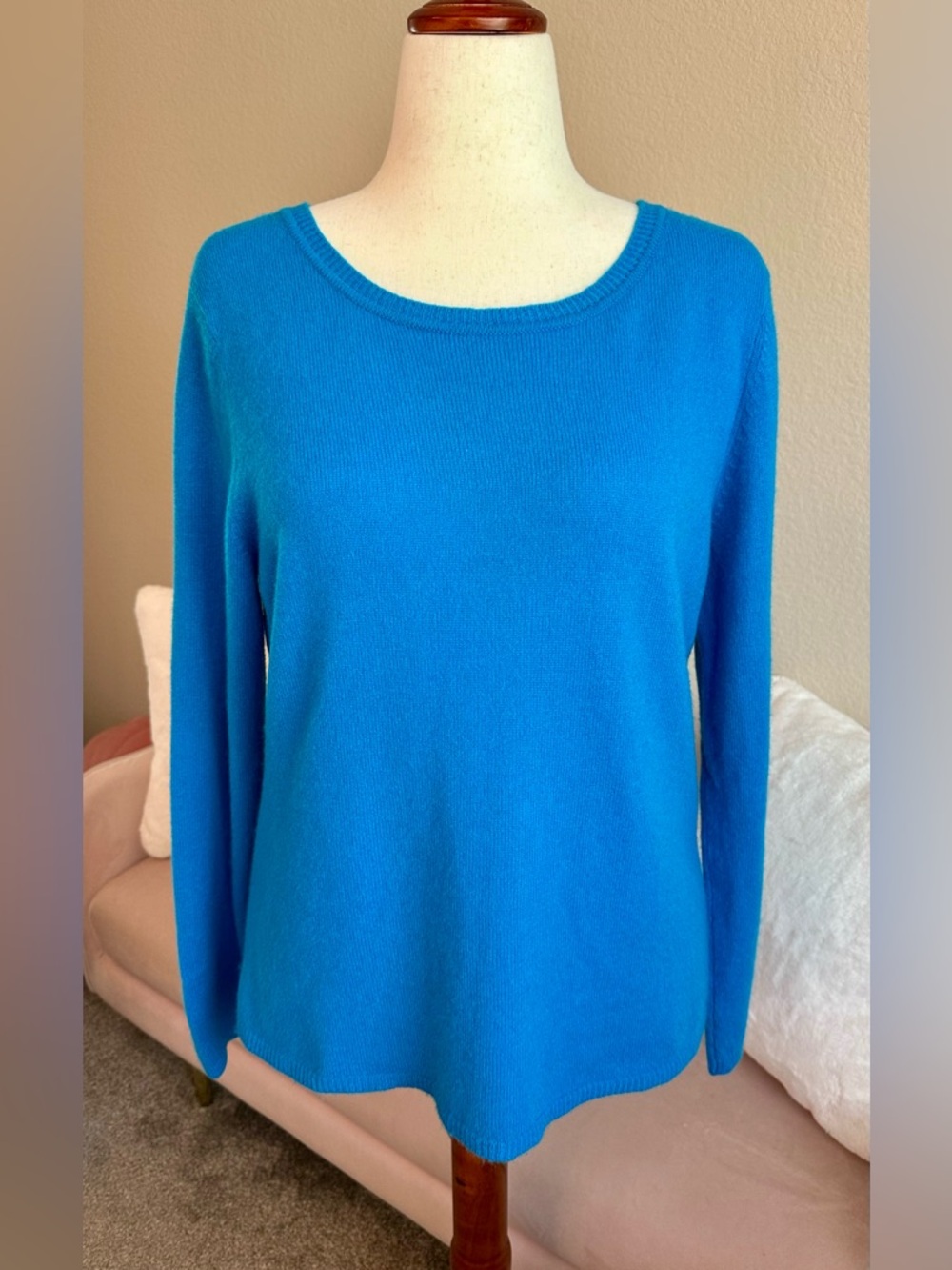 Peck & Peck 100% Cashmere Sweater LS Vibrant Blue Womans XL Ultra Soft Luxurious